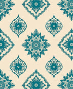 Teal Floral Medallion Pattern Design Rug