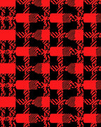 Bold Red Black Plaid Pattern Design Rug