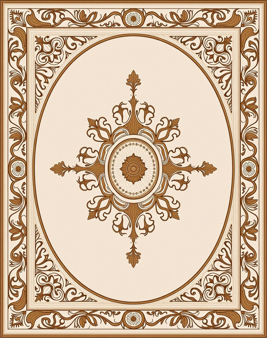Ornate Floral Scrollwork Patterned Rug