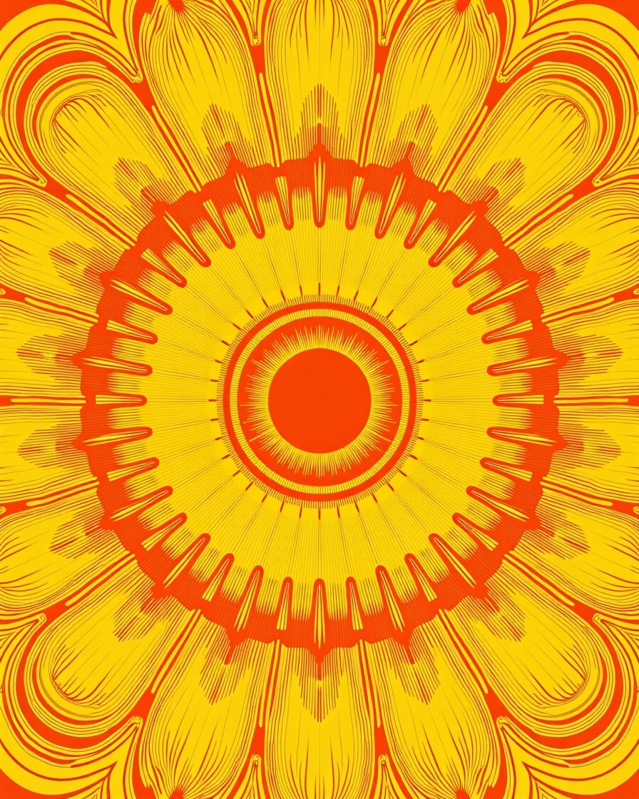 Radiant Sunburst Mandala Floral Pattern Rug