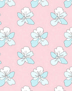 Delicate Blue White Floral Pattern Rug