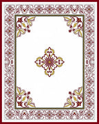 Ornate Floral Burgundy Gold Border Rug
