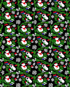 Festive Snowman Red Green Garland Rug
