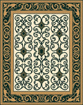 Elegant Teal Gold Swirl Pattern Rug