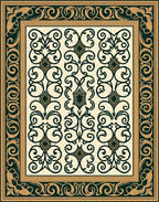 Elegant Teal Gold Swirl Pattern Rug