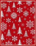 Red Snowflake Tree Pattern Rug