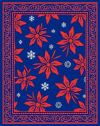 Red Floral Snowflakes Vintage Design Rug