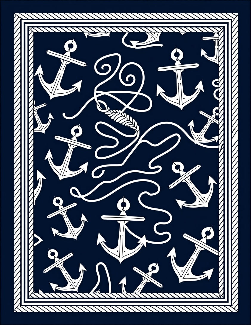 Nautical Anchor Rope Pattern Design Rug