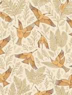 Whimsical Bird Floral Outline Pattern Rug