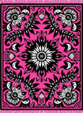 Vibrant Pink Black Floral Medallion Rug