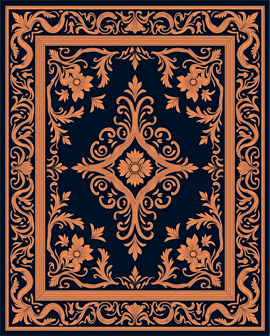 Elegant Floral Scrollwork Vintage Pattern Rug