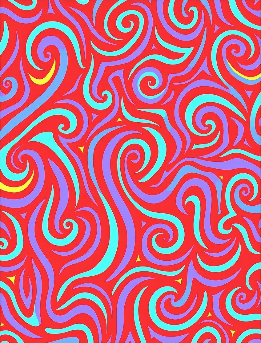Swirling Abstract Red Turquoise Purple Pattern Rug