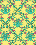 Art Nouveau Teal And Pink Floral Pattern Rug