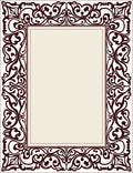 Ornate Baroque Scrollwork Border Design Rug