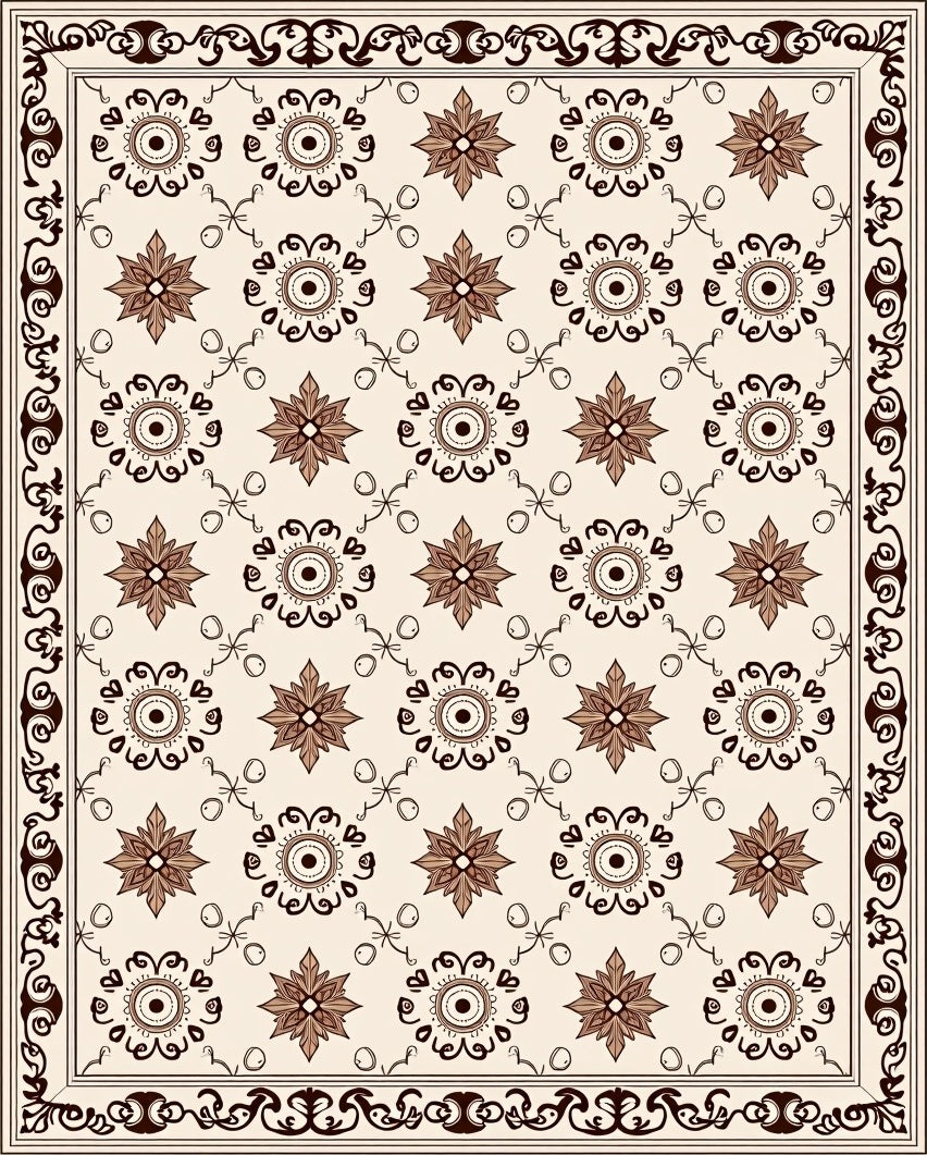 Classic Floral Scroll Patterned Rug