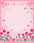 Pink Floral Botanical Whimsical Design Rug