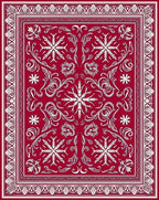 Intricate Red Floral Scrollwork Rug