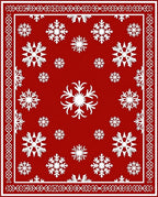 Red Snowflake Patterned Area Rug
