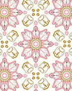 Pink Gold Floral Mandala Pattern Rug