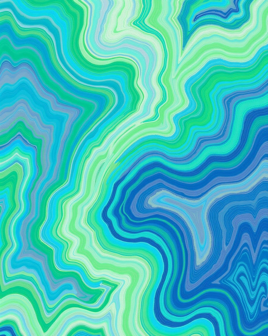 Abstract Wavy Blue Green Agate Design Rug