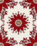 Crimson Floral Mandala Pattern Rug