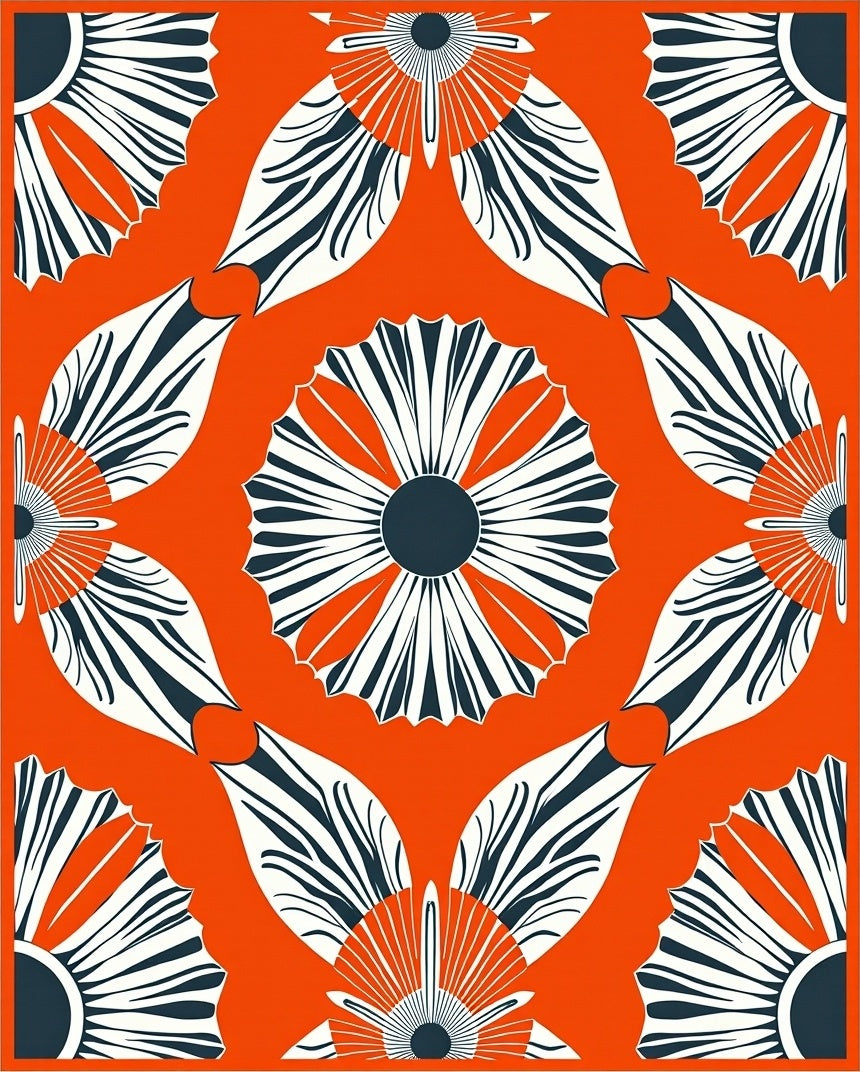 Bold Graphic Floral Pattern Rug