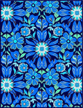 Vibrant Blue Floral Symmetry Rug