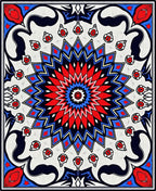 Bold Radial Mandala Red Blue Design Rug