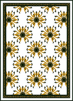 Golden Starburst Floral Geometric Design Rug