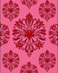 Crimson Floral Swirl Pattern Rug