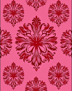 Crimson Floral Swirl Pattern Rug