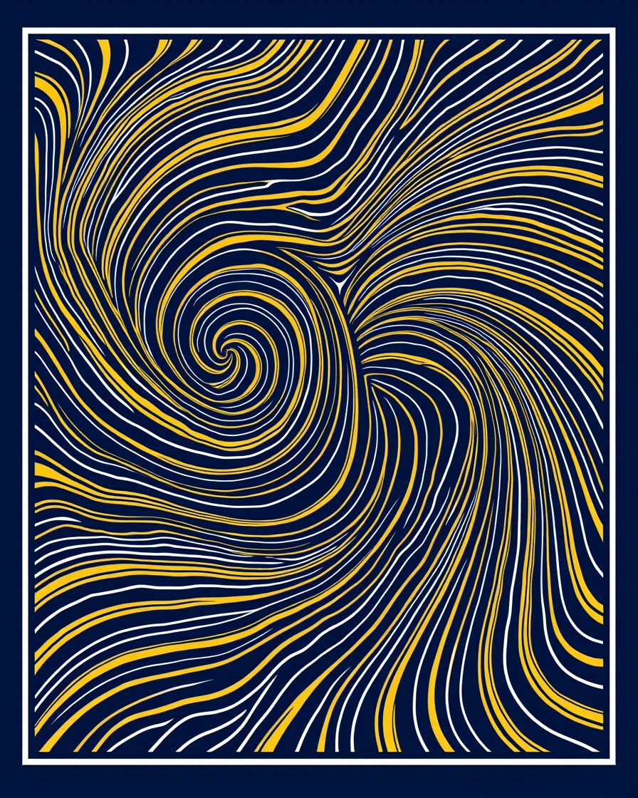 Swirling Blue Yellow White Abstract Pattern Rug