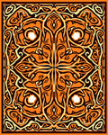 Ornate Orange Cream Black Pattern Rug