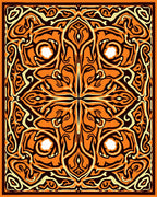 Ornate Orange Cream Black Pattern Rug