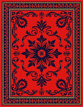 Red Decorative Floral Motif Rug