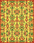 Bold Red Green Abstract Pattern Rug