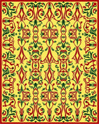Bold Red Green Abstract Pattern Rug