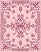 Delicate Pink Floral Mandala Rug