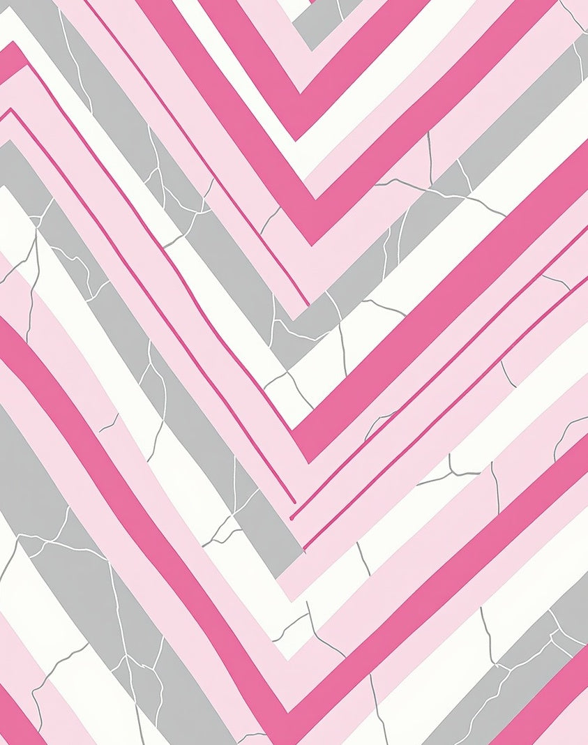 Pink Gray Chevron Marble Abstract Design Rug