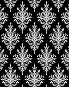 Black White Classic Floral Damask Rug