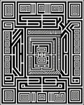Abstract Black White Maze Rug