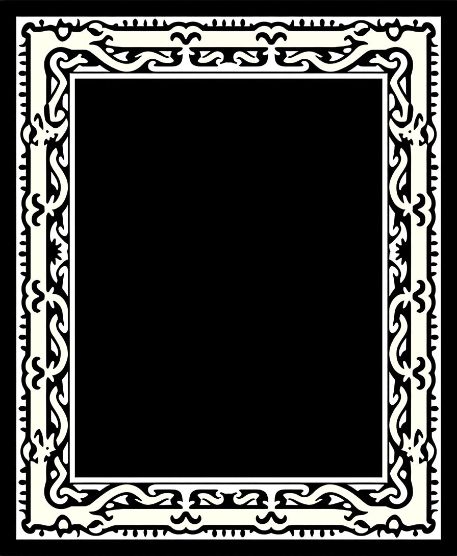 Ornate Black Cream Border Delight Rug