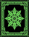 Vibrant Neon Green Floral Mandala Border Rug