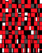 Dynamic Red Black White Geometric Pattern Rug