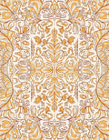 Golden Ornate Floral Scroll Pattern Rug