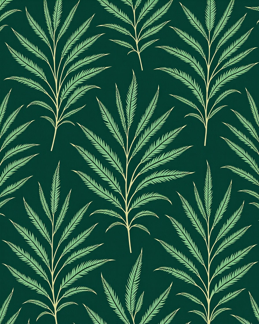 Green Tropical Leaf Pattern Rug