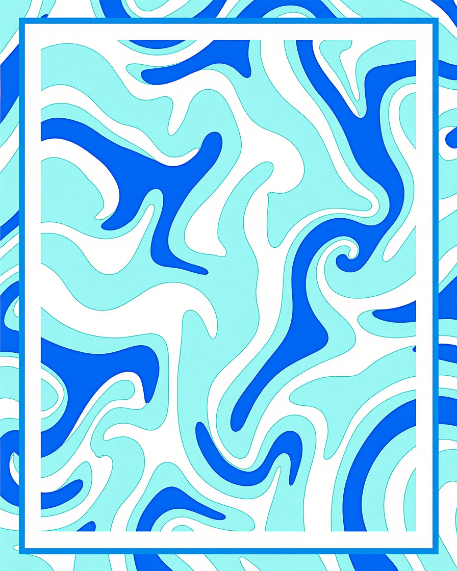 Abstract Aqua Blue Swirl Pattern Rug