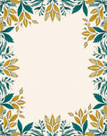 Teal Gold Botanical Border Rug