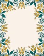 Teal Gold Botanical Border Rug