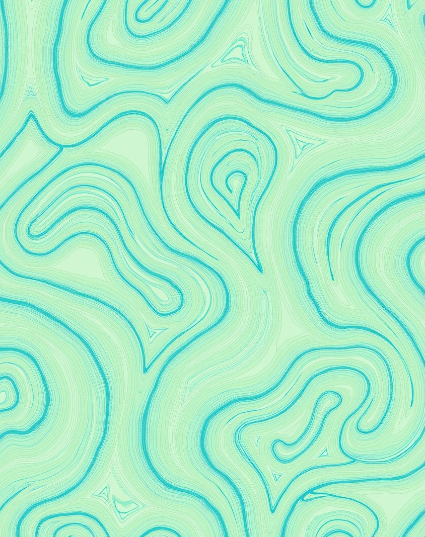 Teal Swirling Fluid Waves Rug